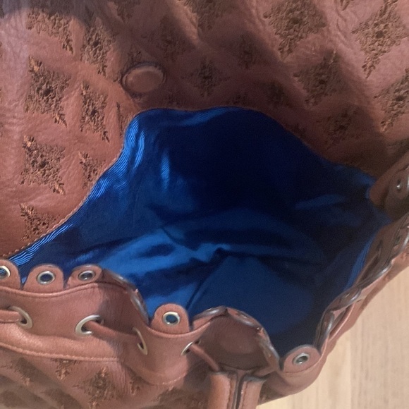 ISABELLA Fiore Brown Leather Embroidered Satchel Crossbody Shoulder Bag Purse - Picture 8 of 16